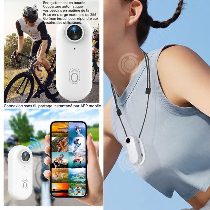 Kit de cámara deportiva INN 4K 30fps WiFi para mascotas con clip trasero de 120 grados, cámara para ciclismo, cámara de acción, cámara corporal