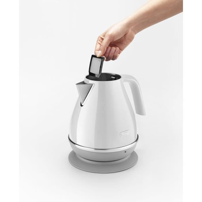Hervidor DELONGHI ICONA CAPITALS - 1,7 L - Acero inoxidable - Base extraíble y giratoria 360° - Filtro antical - Blanco