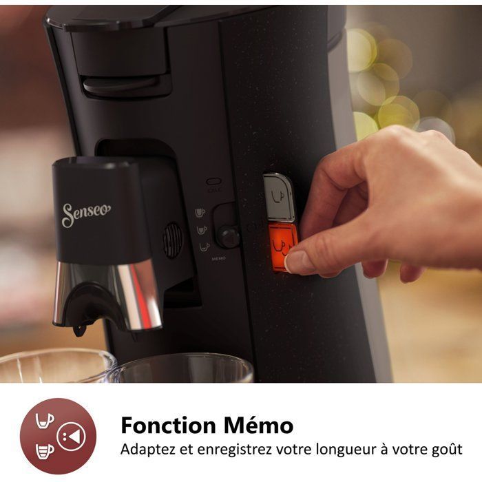 Cafetière à dosette - PHILIPS - SENSEO - CSA240/21 - Select - Noir + 2 Paquets de 32 dosettes - Espresso Brazil