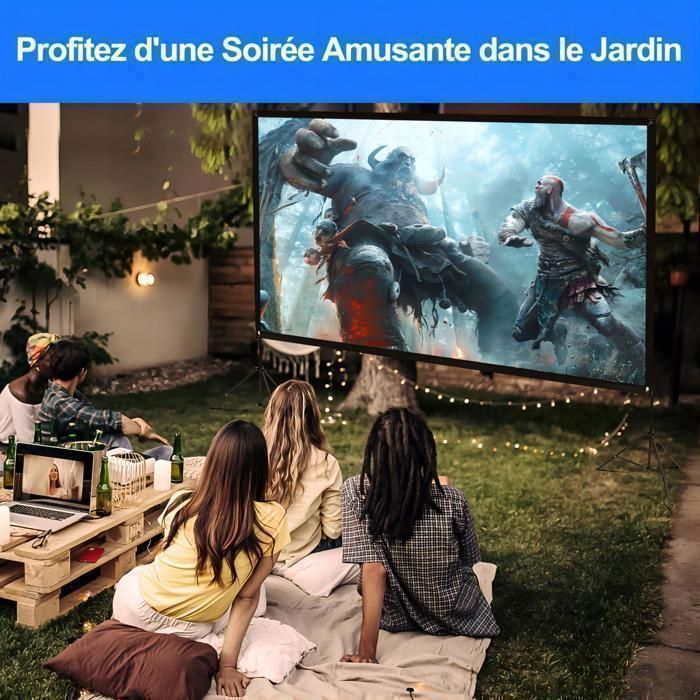 Écran de Projection avec Trépied, VISULAPEX 120 Pouces 4K HD 16: 9 Pliable Écran Vidéoprojecteur sur Pied, avec Sac Portatif