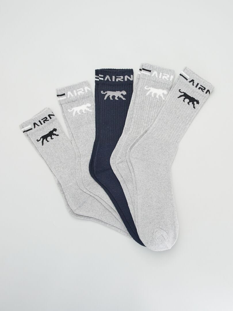 5 pares de calcetines largos 'Airness' - GRISES