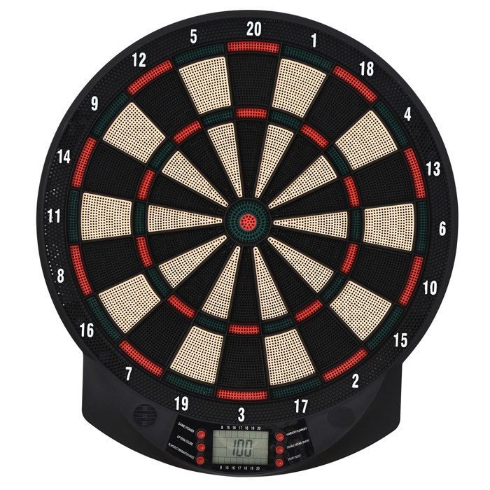 Cible jeu de fléchettes électronique - HOMCOM - 26 jeux 185 variations 8 joueurs 30 flechette point LCD - plastique - noir