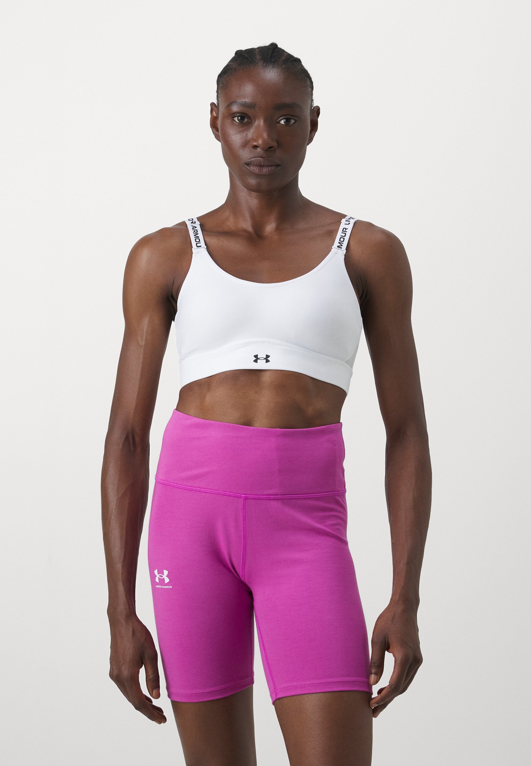 Under Armour INFINITY MID BRA - Sportbeha met gemiddelde ondersteuning - wit/zwart