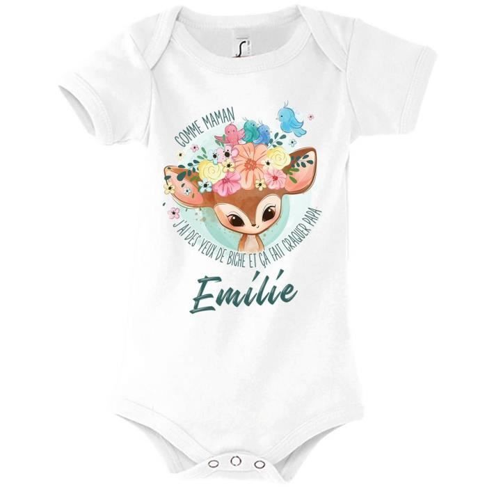 Emilie | Body per neonata con nome | Come gli occhi da cerbiatta della mamma | Adorabile vestitino per neonata dai 3 ai 6 mesi