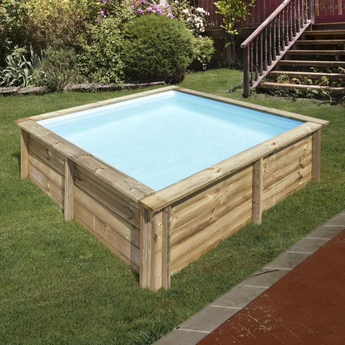 SUNBAY Piscine bois carrée City - 2,25 x 2,25 x H 0,68 m