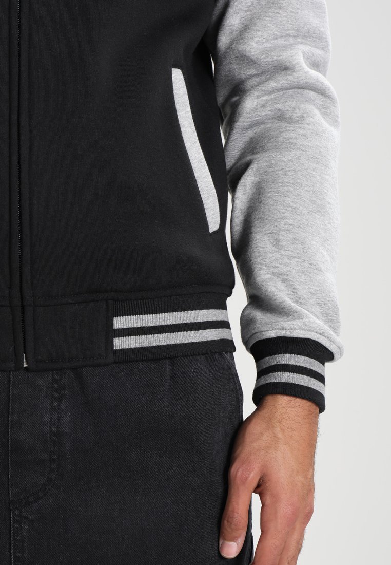 Felpa con cappuccio e zip bicolore Urban Classics - Felpa con zip - nero/grigio
