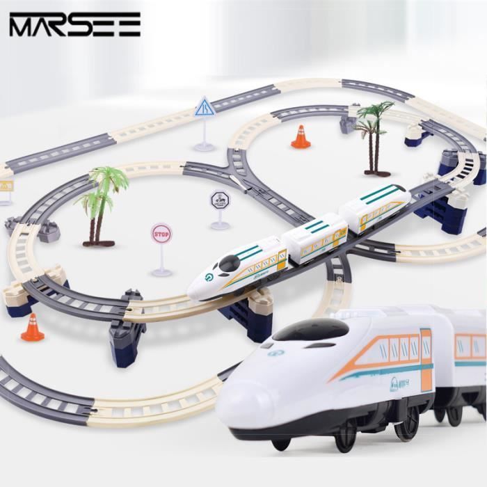 Electric Train Set - MARSEE - Electric Train Track Toys - DIY Double Layer Track - Black - Unisex - Child