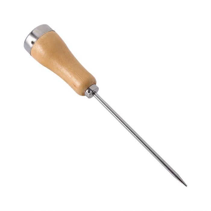 Pic à glace durable facile à transporter - Acier inoxydable et bois - 21,5 cm de longueur totale