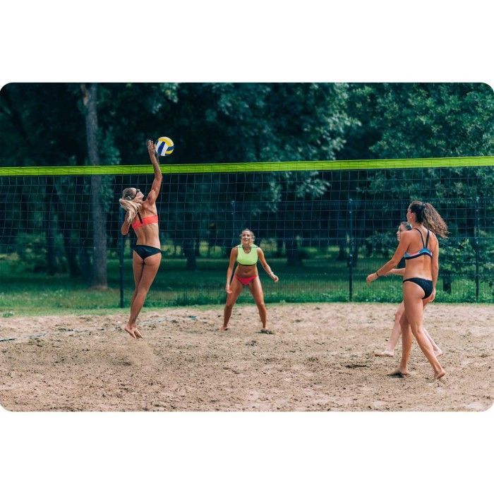Red de voleibol y bádminton - JANSHOP - 570 cm - Altura regulable - Postes de acero - Red de PE