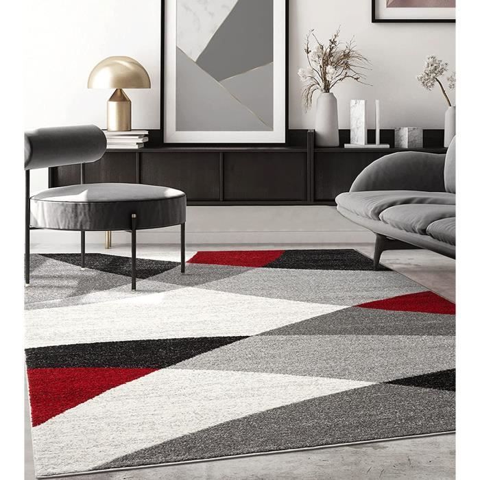Tapis de salon - The Carpet PEARL - Moderne - Gris Rouge - 240x330