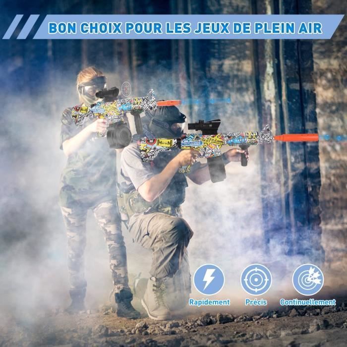 Gel Blaster Bombe à Eau Pistolet électrique avec 60 000 perles d'eau et verres jouet rechargeable pour activités de plein air