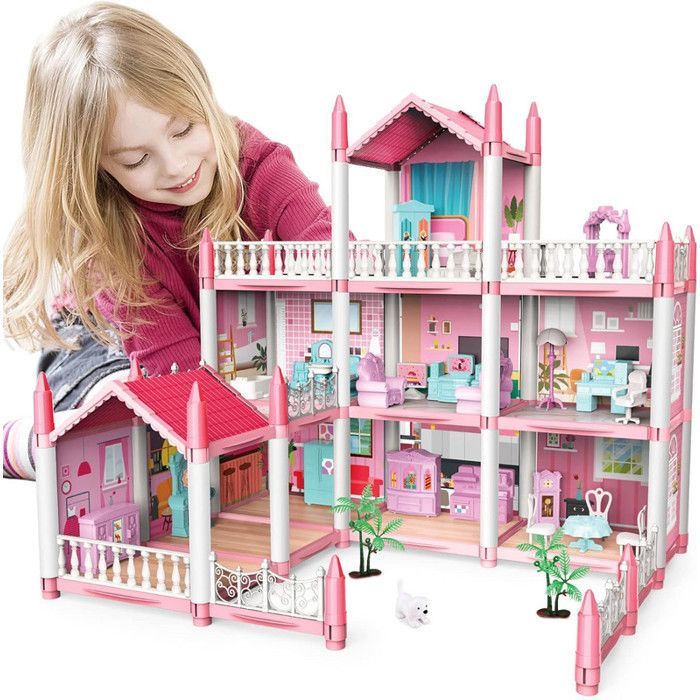 Dollhouse, 3 floors, 9 rooms, A dream dollhouse for girls with accessories, ages 6 and up - 3 pieces