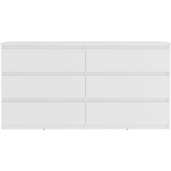 Commode CHELSEA 6 Tiroirs - Couleur blanc mat - L 154 x P 42,2 x H 79,9 cm