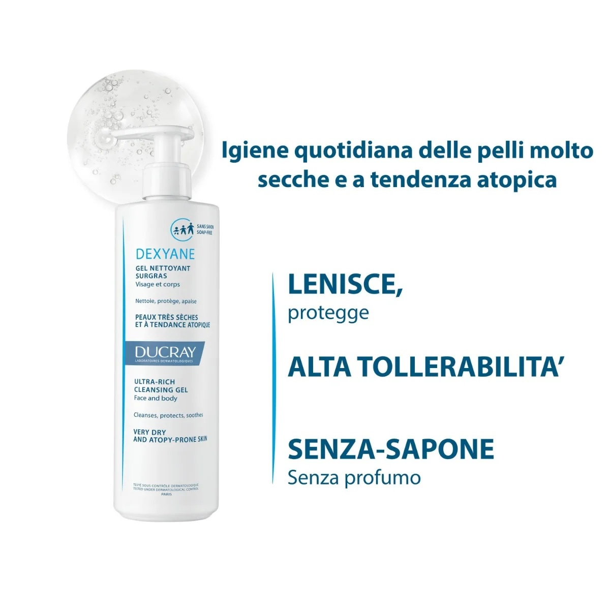 DUCRAY Ducray Dexyane Gel 400 ml Surgras Reinigungsgel für atopische Haut im Gesicht und am Körper