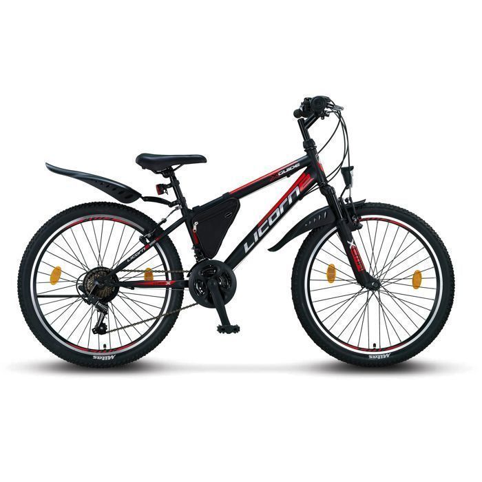 Un VTT pour tous ceux qui recherchent un compagnon pour le quotidien et le tout-terrain. [Noir/Rouge/Gris, 24]