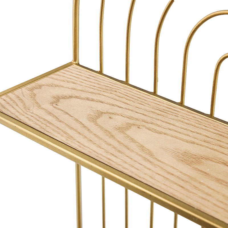 Hjem Væghylde bue 45x35x12 cm guld metal og træ