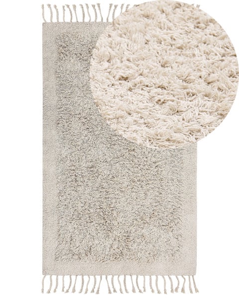 Dywan bawełniany shaggy 80x150 cm beżowy