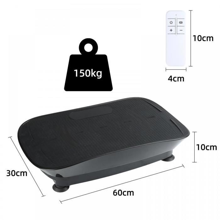 LVHCMFOHM Vibrating Platform - Silent Vibrating Plate - With LED Screen and Remote Control - 60x30x10 cm - Black