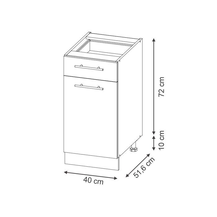 Mobile da cucina Vicco Fame-Line 40 cm senza PT, azzurro-grigio chiaro, bianco 50594