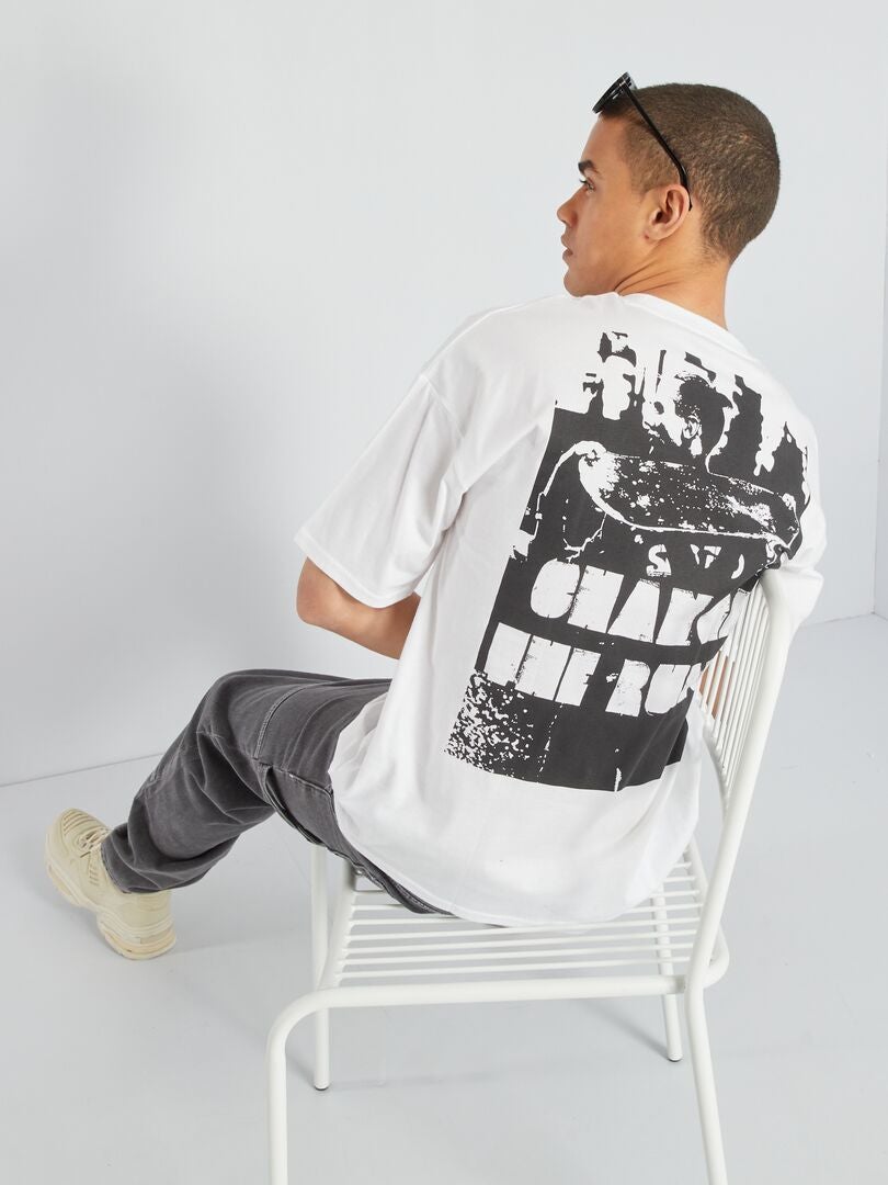 Bedrukt T-shirt met korte mouwen - Wit