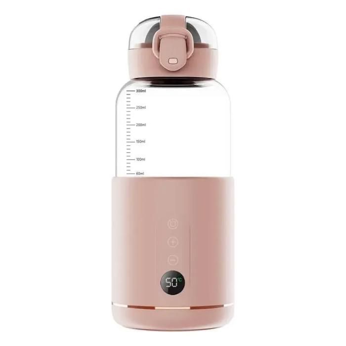 Baby Bottle Warmer - Pink - Portable - Adjustable Temperature - 300 ml - Cordless