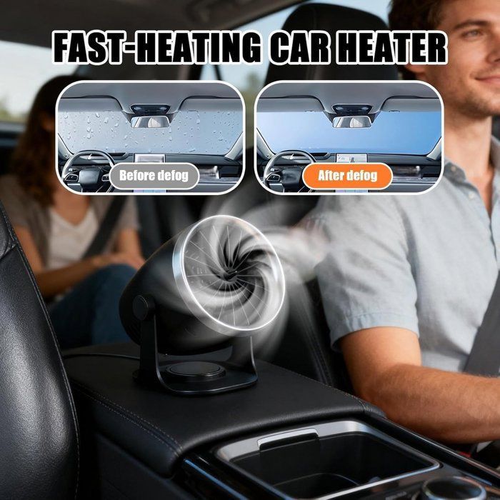 Chauffage Auto - 12V 100W 2-en-1 Ventilation Réglable - Pour Voiture, Camping-Car et Dégivrage
