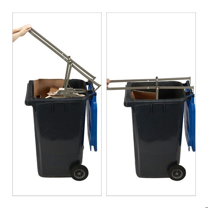 Relaxdays Compacteur déchets, pour poubelle, écraseur ordure, non recyclable, 41x35x95cm,plastique, manuel, acier, brun