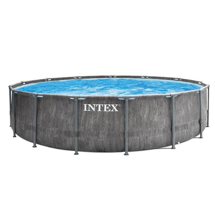 Kit de piscina tubular elevada Intex - Estructura Pris - 457 x 122 cm - Redonda (bomba, cubierta, alfombrilla de suelo y escalera) - 26742NP