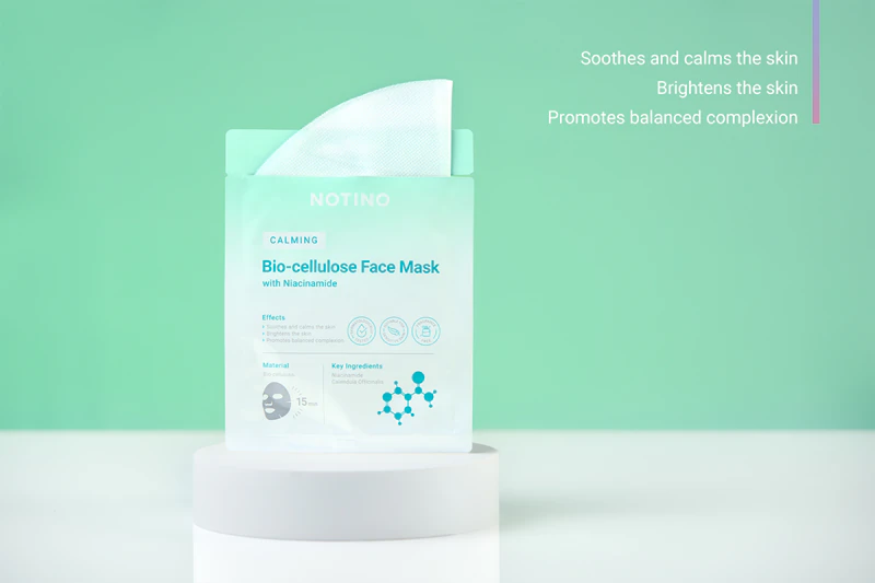 Máscara facial calmante de biocelulose Notino com niacinamida