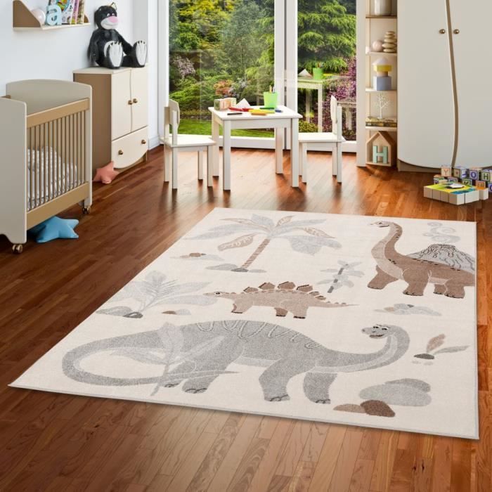 Tapis pour enfants - Softstar Kids - Monde des dinosaures Gris - Doux et résistant