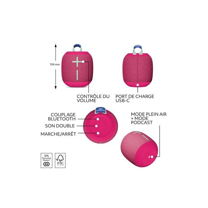 Enceinte sans fil Ultimate Ears WONDERBOOM 4, enceinte Bluetooth portable et etanche avec de puissantes basses et un son a 360