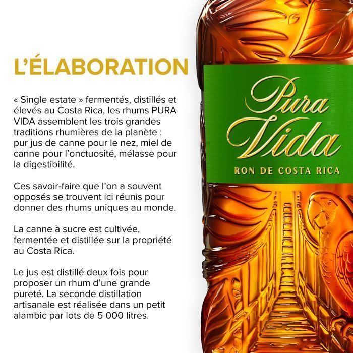 PURA VIDA - XA - Dark Rum - 40% Alcohol - Origin: Costa Rica - 70 cl Bottle