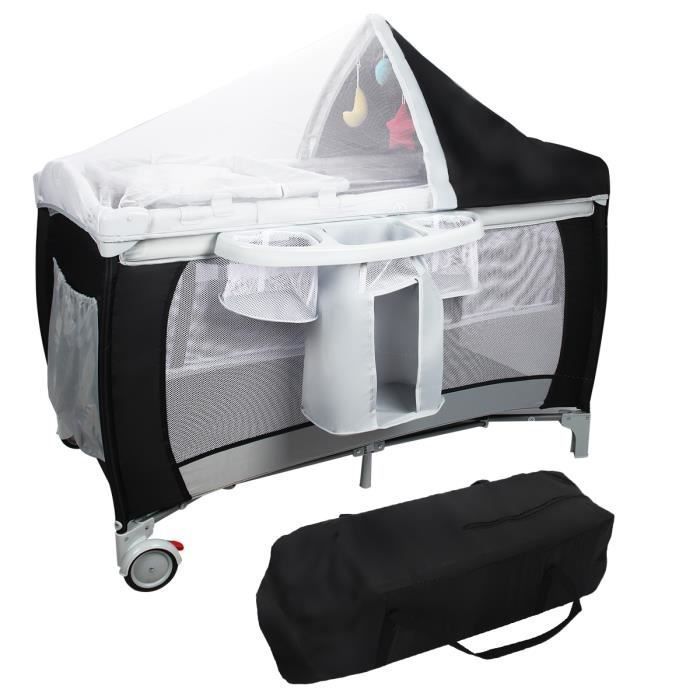 Giantex Faltbares Reisebett mit Babymatratze, Wickeltisch, Laufstall, Sonnendach und Moskitonetz