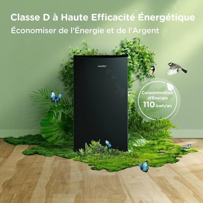 Refrigerador com freezer na parte superior - Comfee RCD80DK3(E) - 80L (12+68) - Classe Energética D - 44,5 x 47,5 x 84,5 cm - Preto Clássico