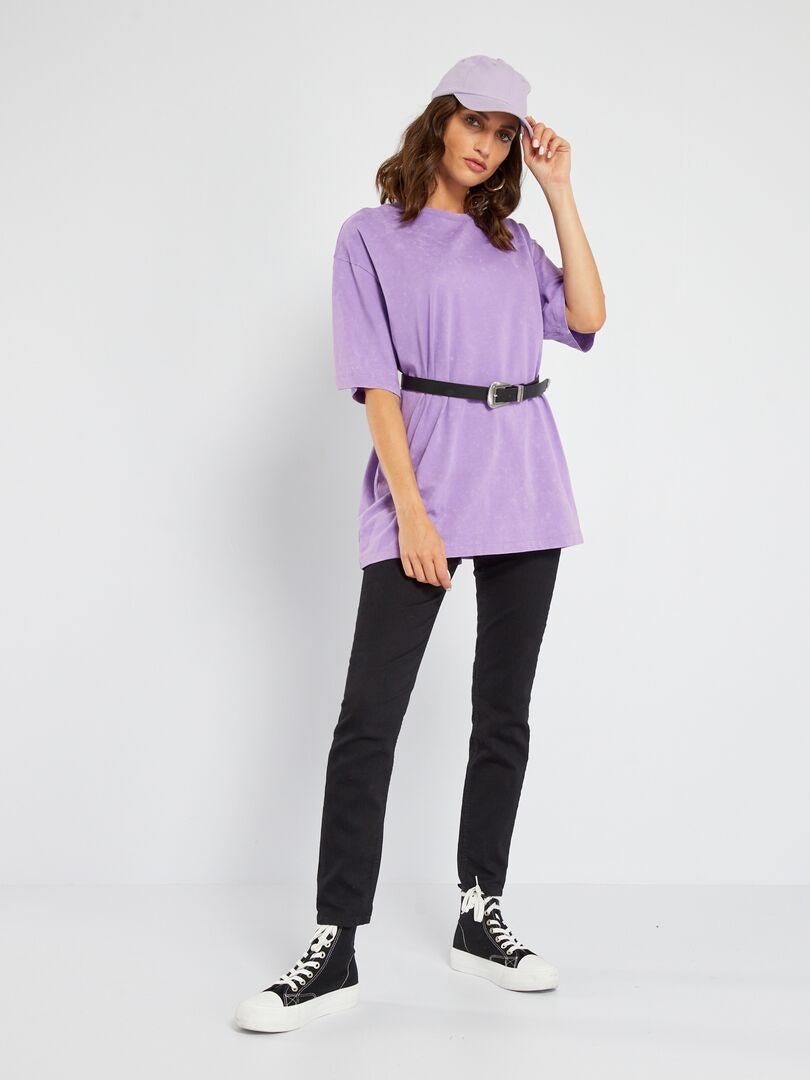 Oversized katoenen T-shirt - BLAUW