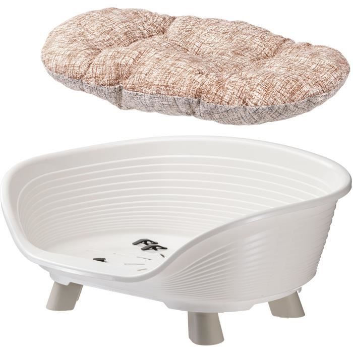 Cesta con cojín de relajación blanca - Tamaño M - 64 x 48 x 25 cm - FERPLAST