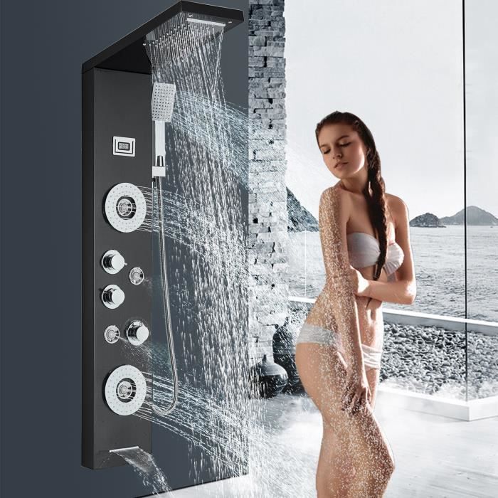 High-quality multi-functional shower column with black display