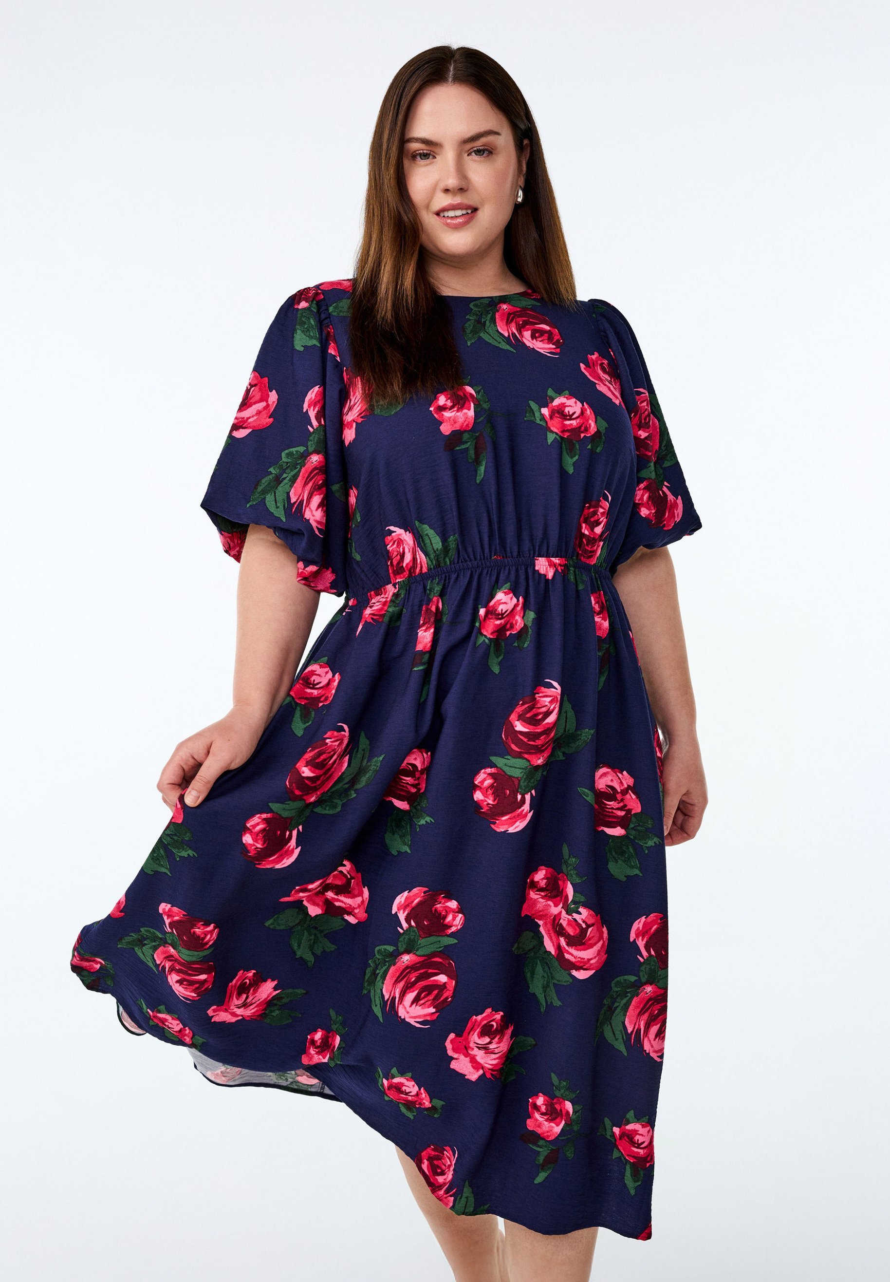 Zizzi Robe de jour - pink rose aop