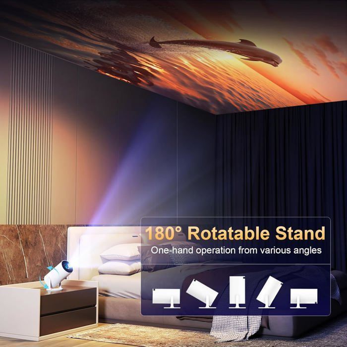 Mini Projector 2025 Android 13.0 4K 1080P Supported Video Projector, Portable Video Projector with Wifi6 and Bluetooth, Auto Keystone, 180