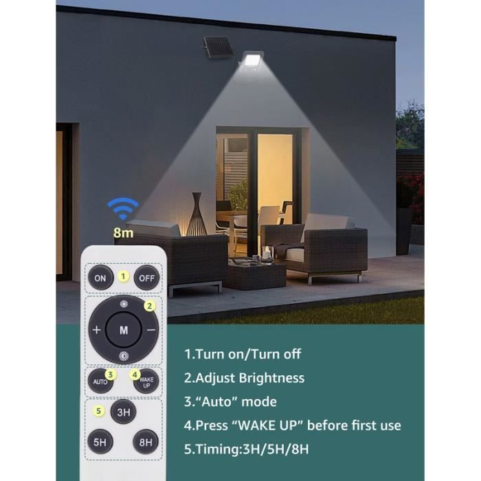 Focos solares Aigostar con mando a distancia, 50 W, 500 lm, luz blanca fría de 6500 K, IP65, cable de 2 m.