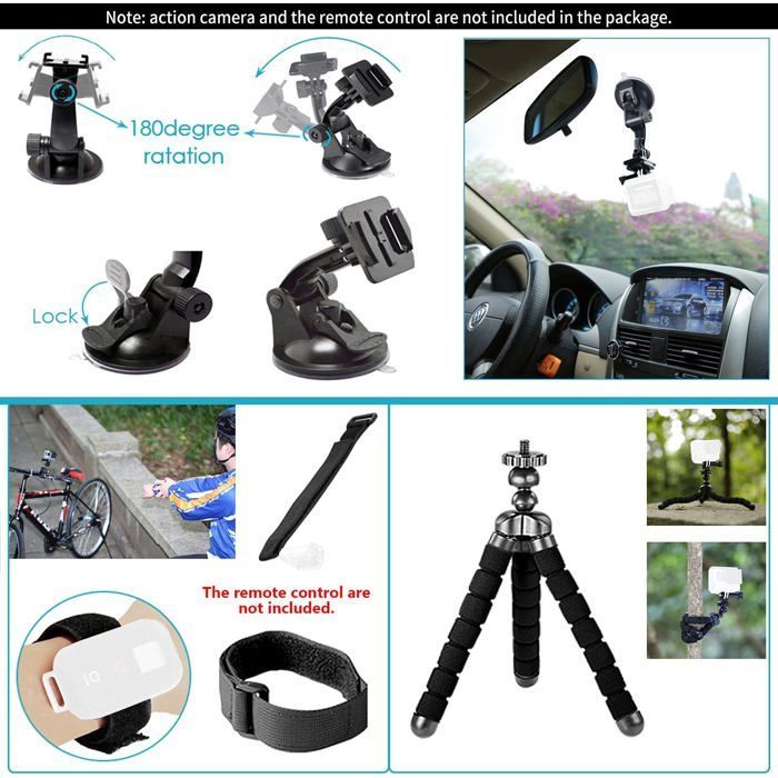 Kit de accesorios 50 en 1 para cámaras de acción, compatible con GoPro Hero9/8/7, Insta360, DJI Osmo y más.
