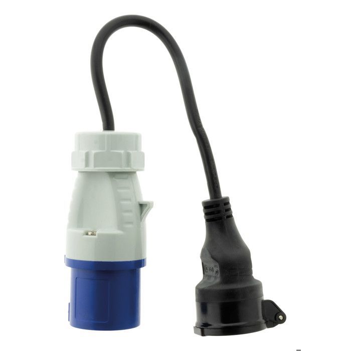 Adaptador hembra 16A 2P+E a macho CEE17 - Azul - Zenitech