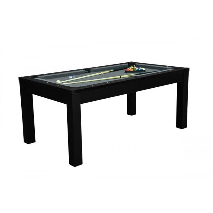 Table à manger convertible en billard 7FT - Meyer - Noir - Tapis Gris