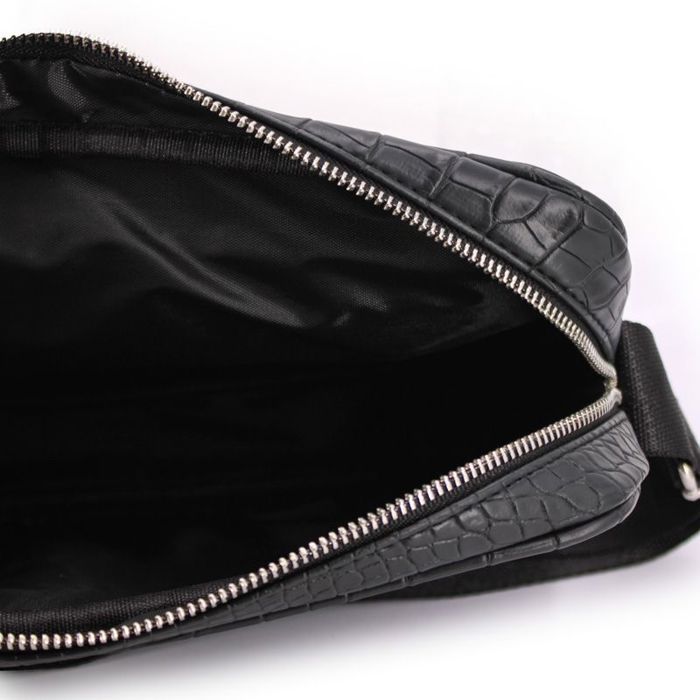 Bolso de hombro unisex BILL TORNADE negro con efecto cocodrilo