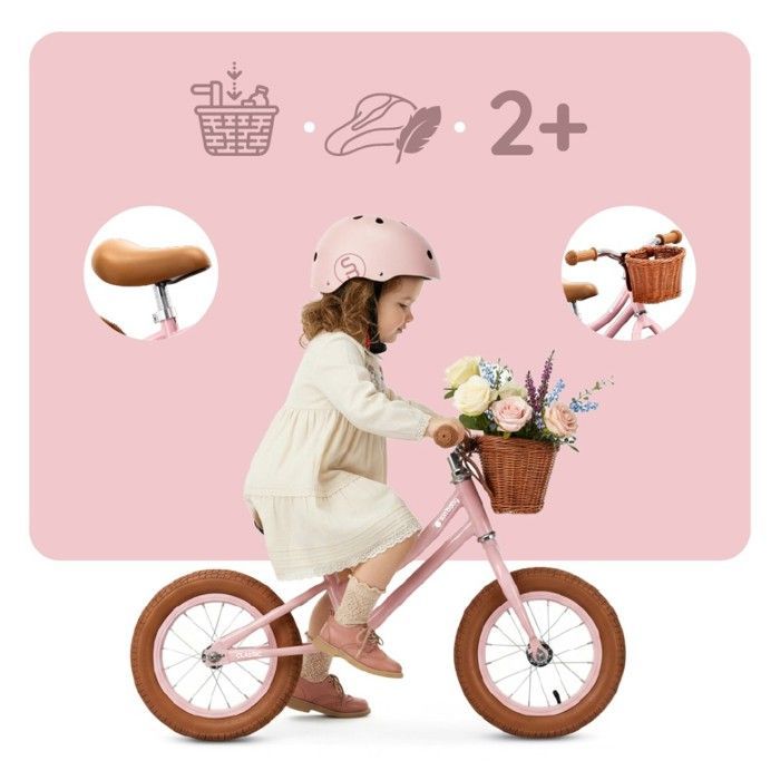 Sun Baby - Classic Balance Bike - 2 Years, max. 30 kg, steel frame, colorful inflatable wheels, adjustable saddle - Pink