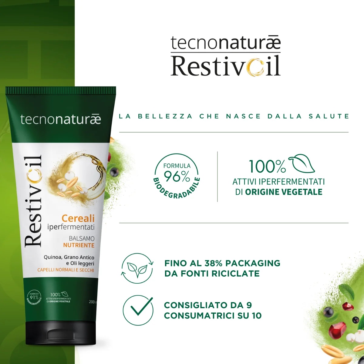 RESTIVOIL Restivoil Tecnonaturae Après-shampoing Nourrissant 200 ml Pour cheveux normaux à secs