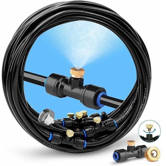 Sistema de nebulización para exteriores, sistema de nebulización para patio de 8 m con 7 boquillas.