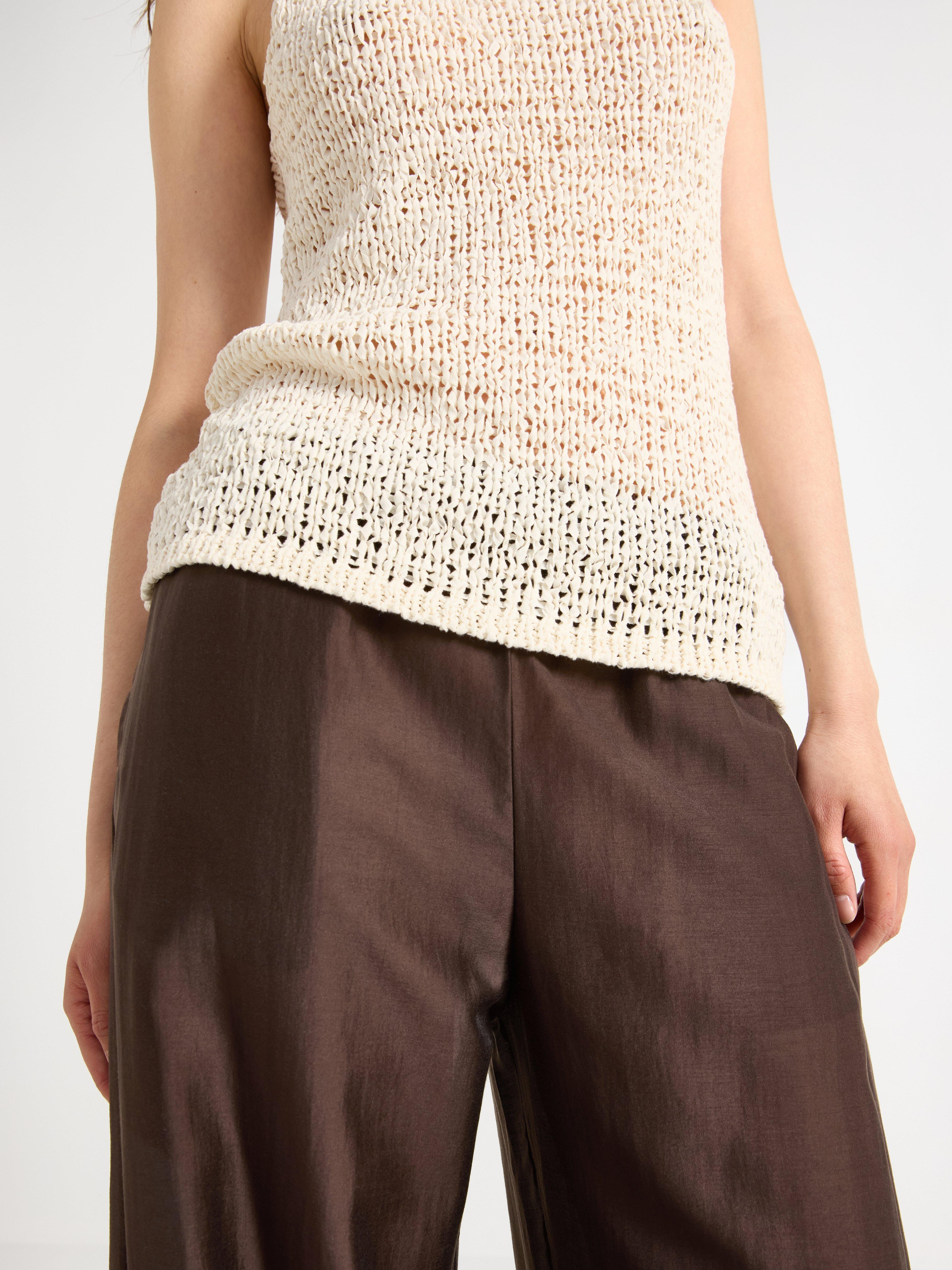 Stickat linne Off White