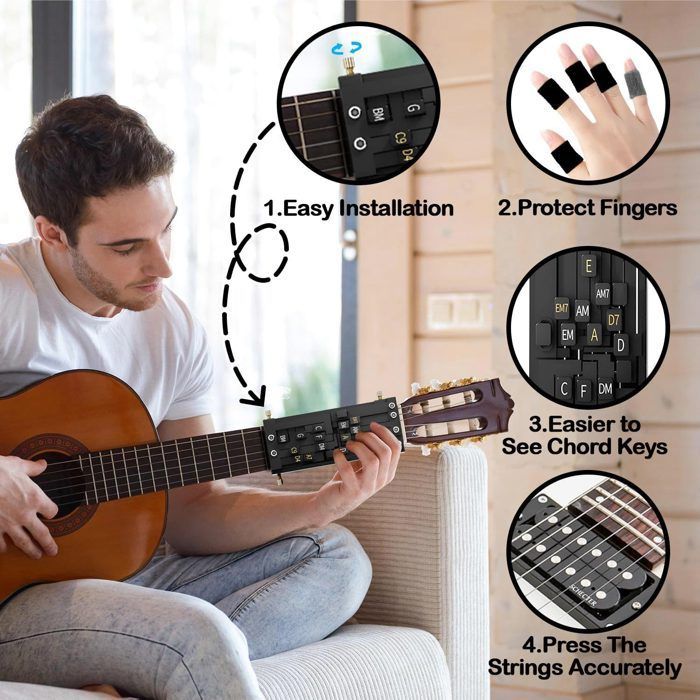 Set di accordatori per chitarra, strumento per premere accordi, attrezzo per allenare gli accordi, accessori per chitarra