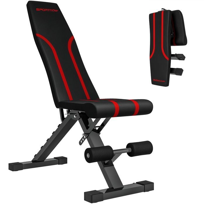 Panca pesi - SPORTNOW - pieghevole e regolabile - sedile e schienale regolabili - allenamento completo - 82x35x42,5-107cm acciaio nero